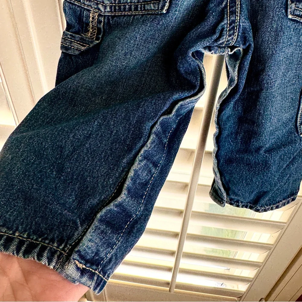 OshKosh B'Gosh Toddler Denim Overalls Size 12 Month Dark Wash Adjustable Straps
